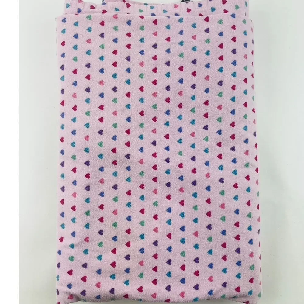 Cuddl Duds Cotton Twin Size Flannel FLAT SHEET Multi Hearts Made Turkey Pink Ko